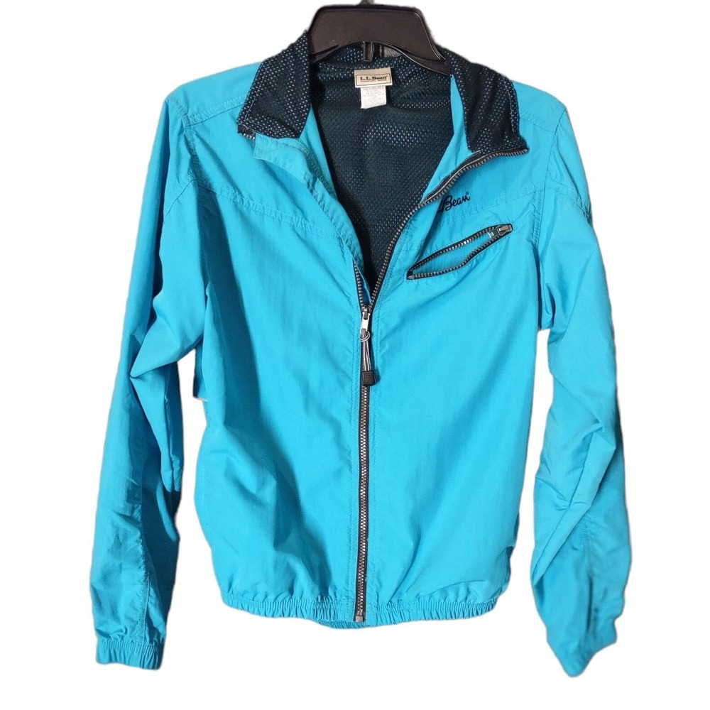 L.L.Bean Windbreaker Jacket Freeport Maine USA Womens Size Small Ladies Blue Zip